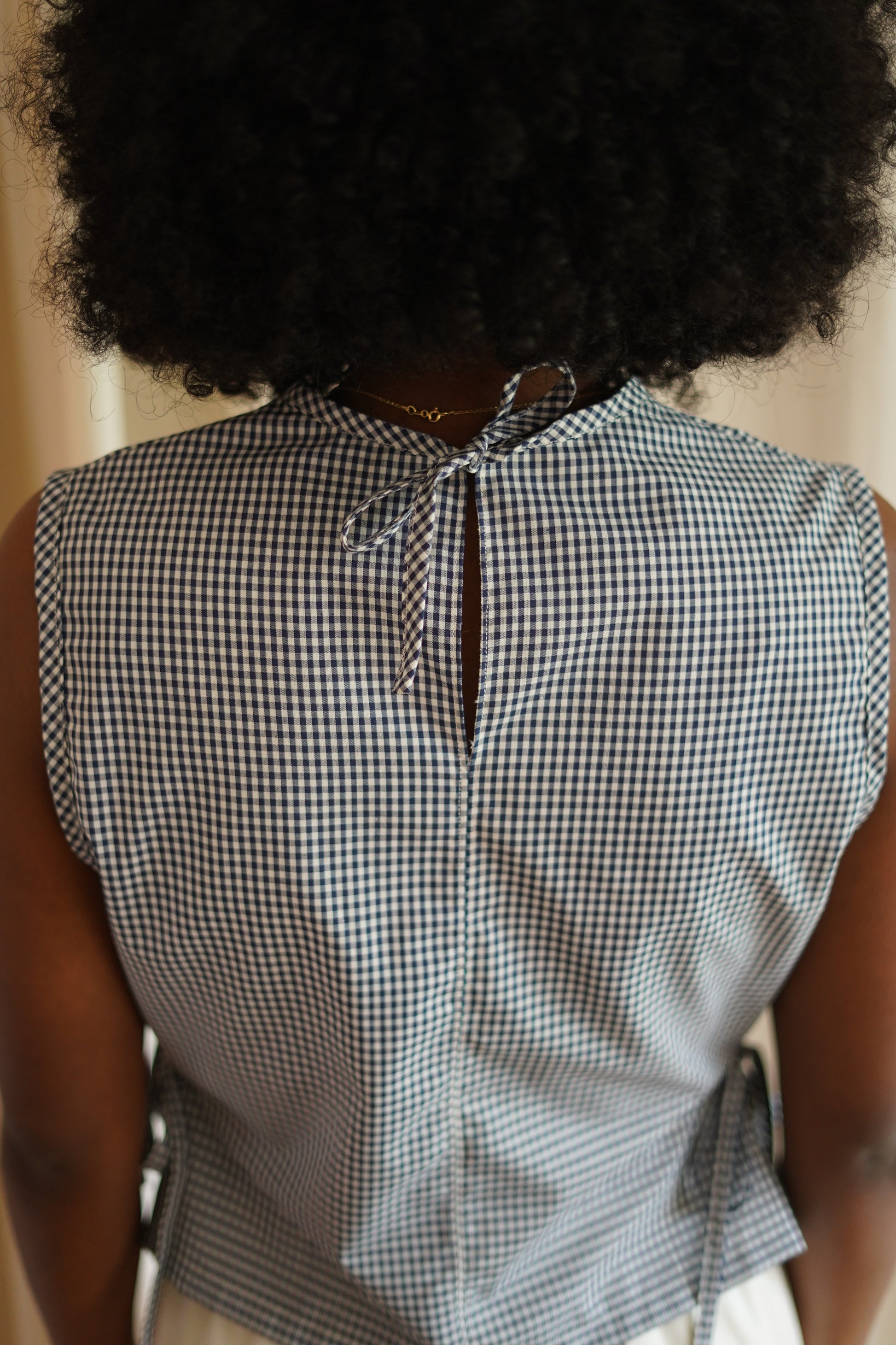 Top à nouer vichy bleu foncé