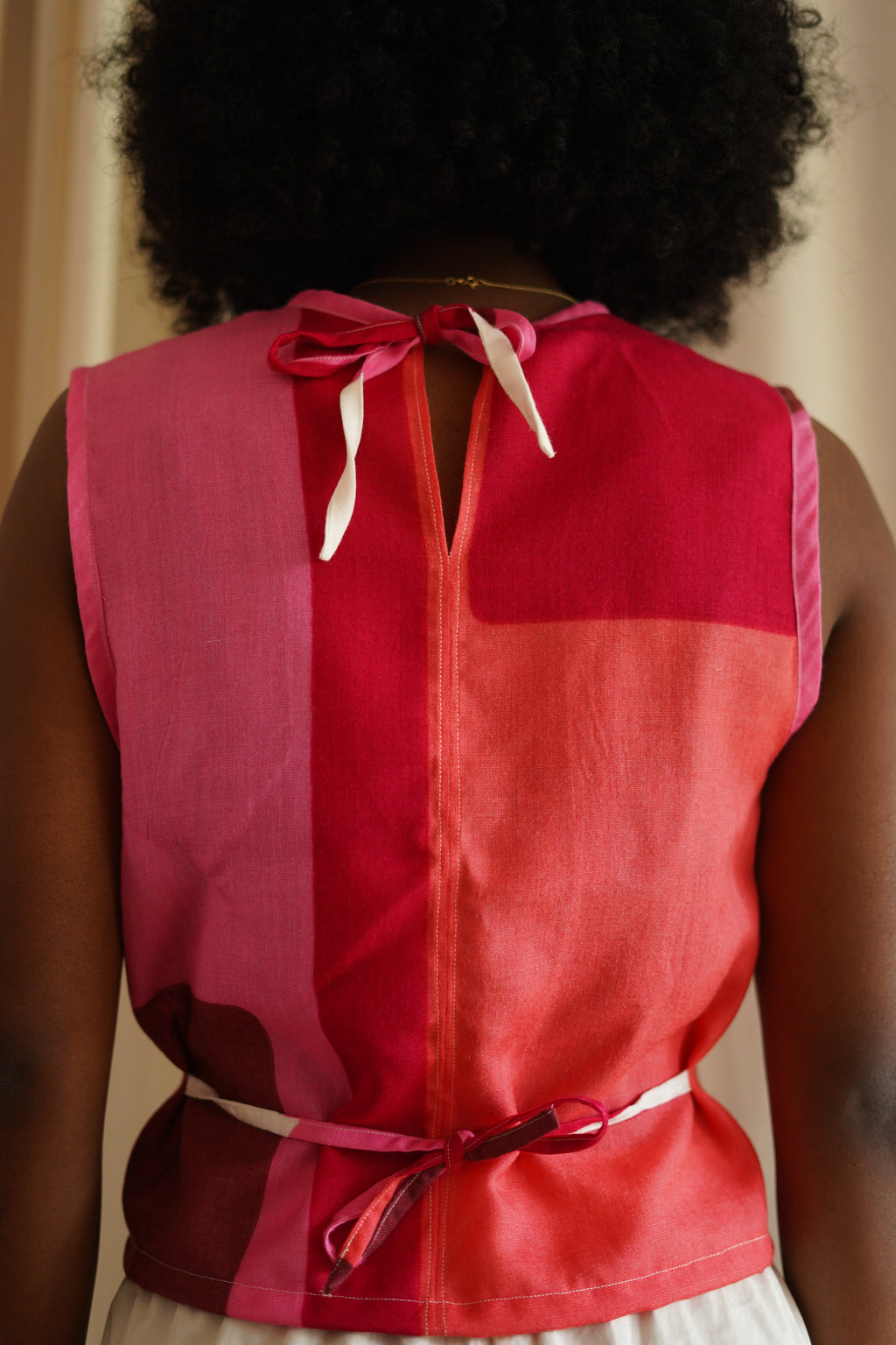 Top à nouer rose multi