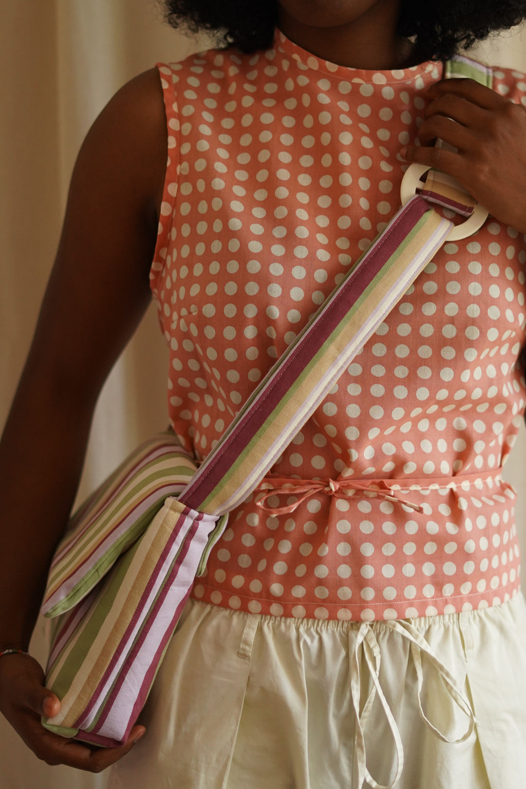 Sac bandoulière ligné violet