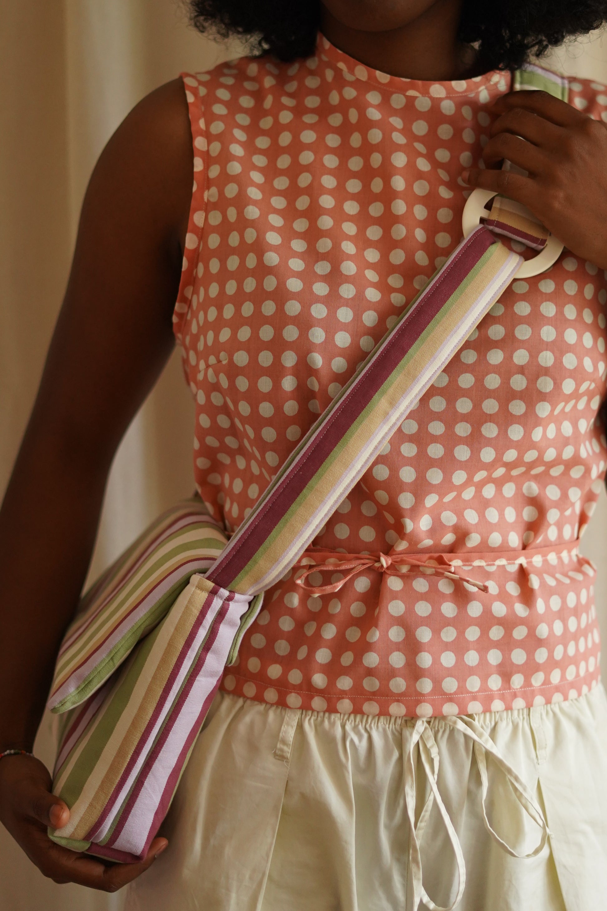 Sac bandoulière ligné violet