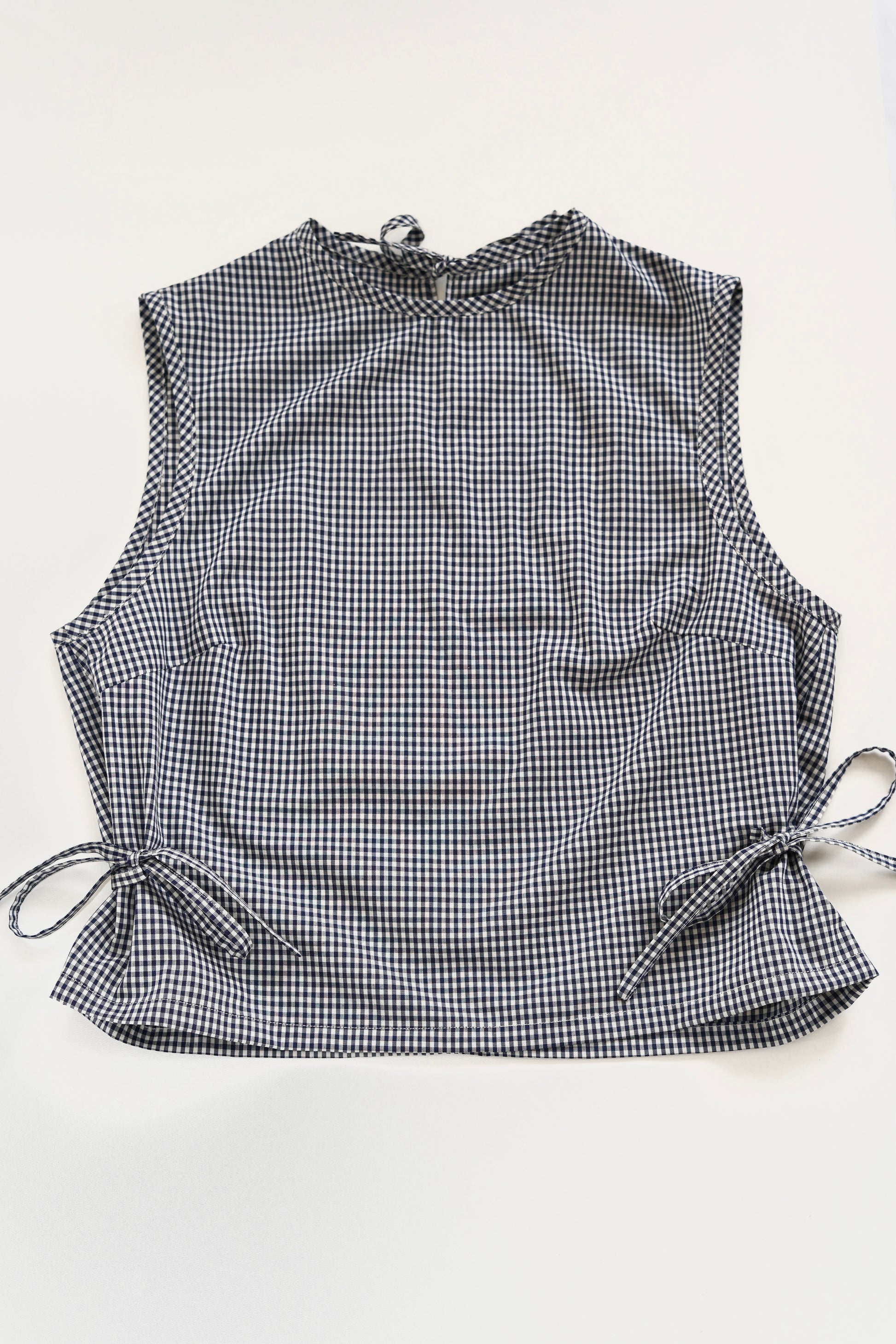 Top à nouer vichy bleu foncé