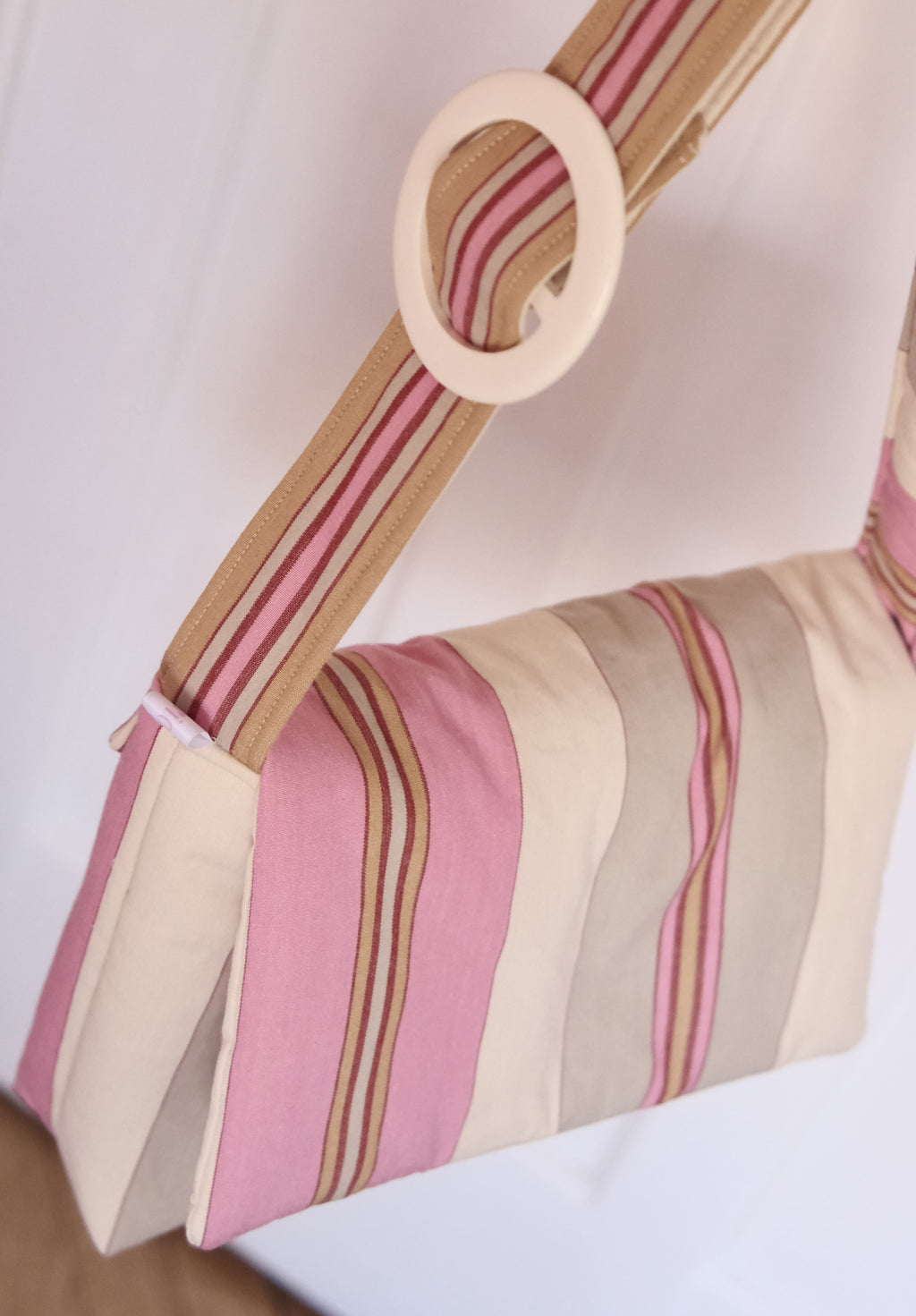 Sac bandoulière ligné rose