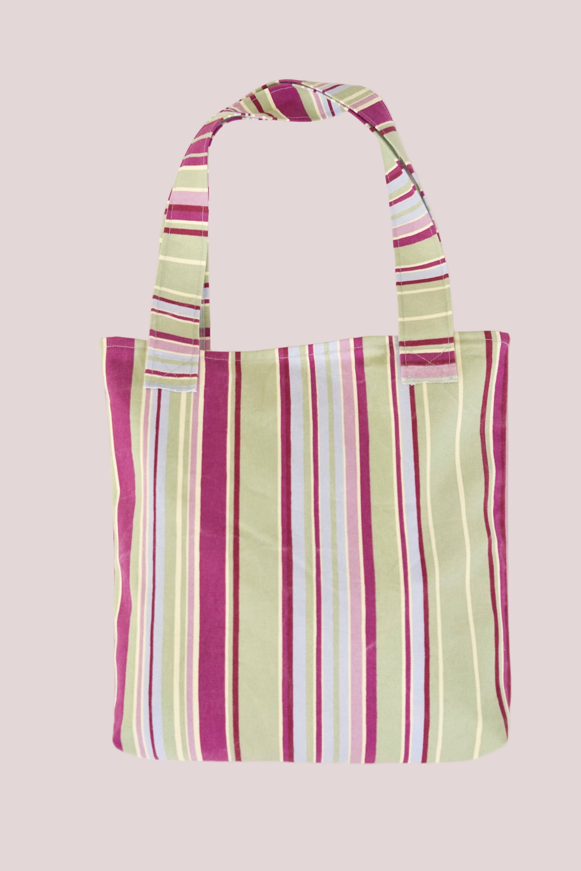 Tote bag ligné vert et violet