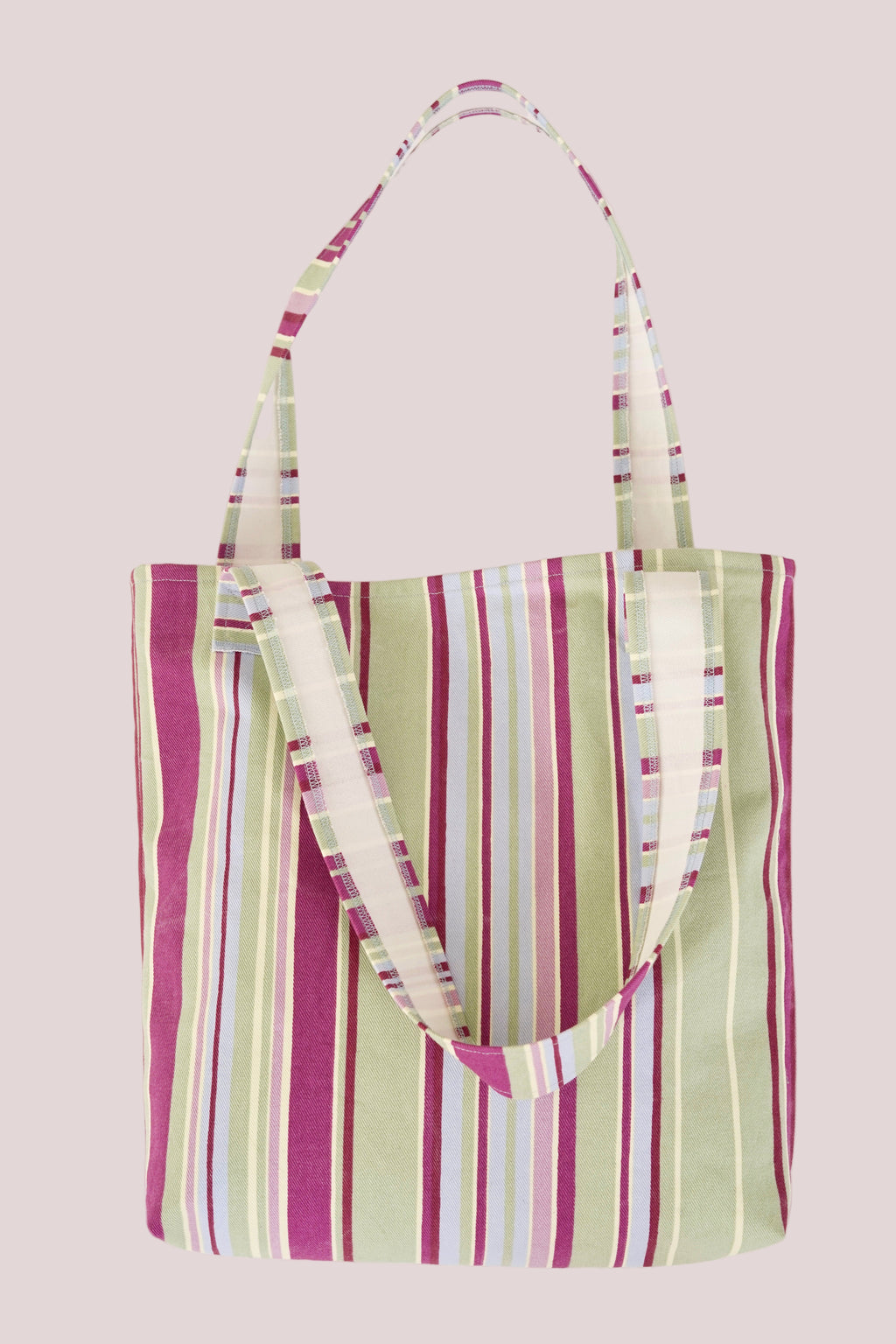Tote bag ligné vert et violet